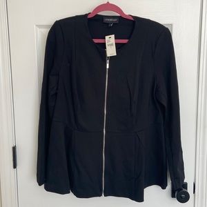 Lane Bryant Black Zip Peplum Blazer, 14, NEW